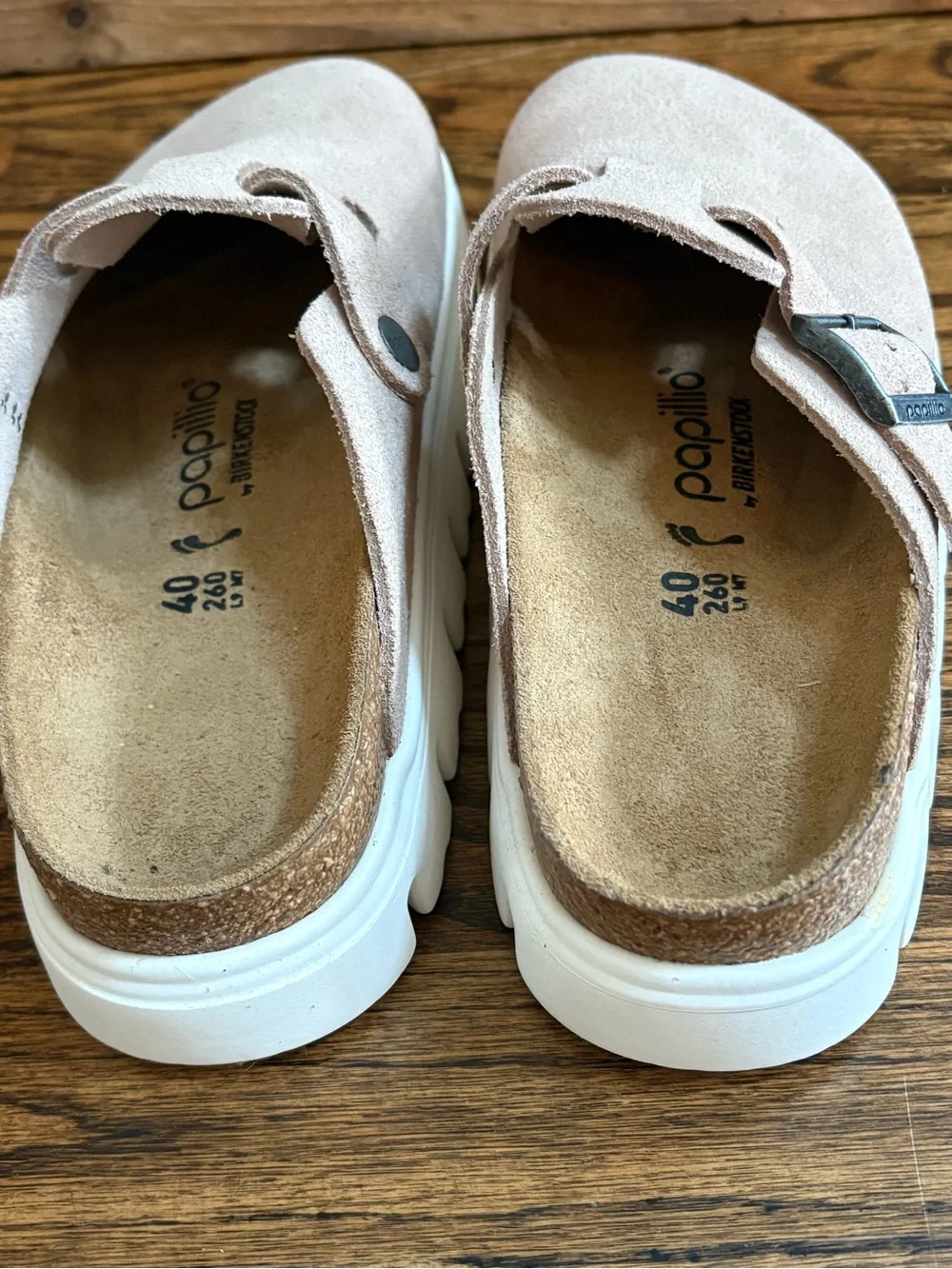 Birkenstock Women's Blush Suede Clog with White Sole